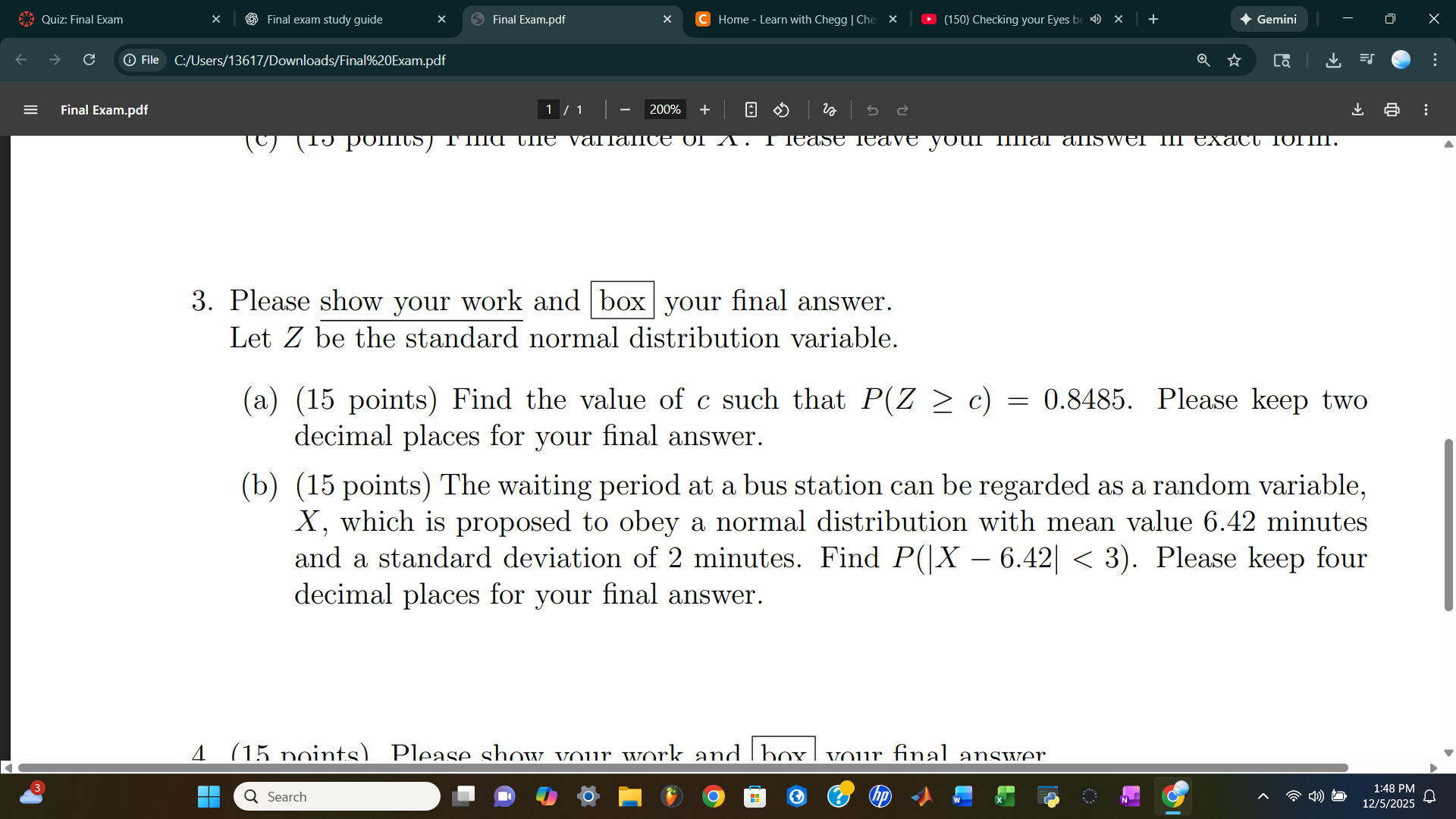 Solved 3. ﻿Please show your work and box your final | Chegg.com