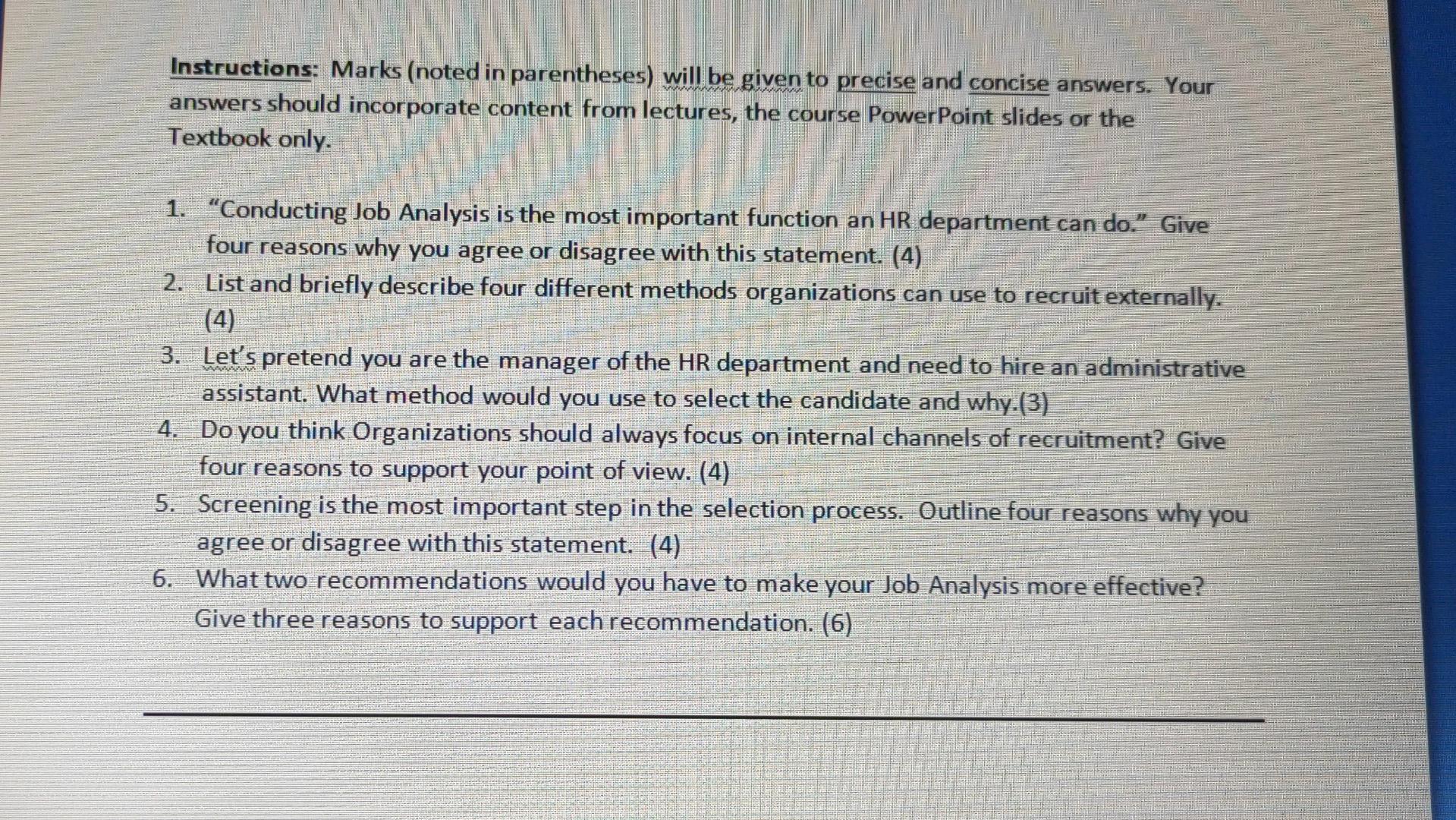 Solved Instructions: Marks (noted in parentheses) will be | Chegg.com