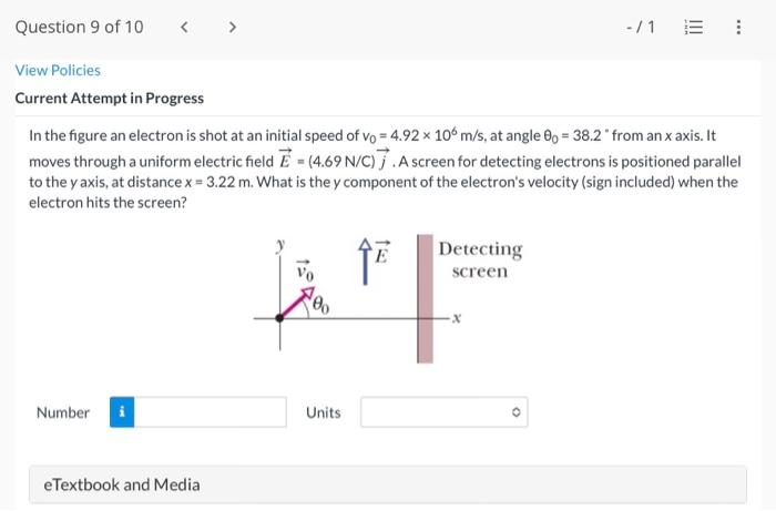 Solved In the figure an electron is shot at an initial speed | Chegg.com