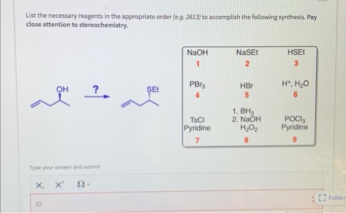 Solved List the necessary reagents in the appropriate order | Chegg.com