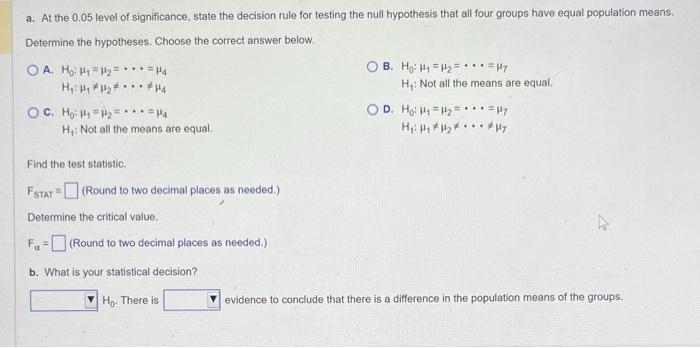 Solved The ANOVA summary table for an experiment with four | Chegg.com
