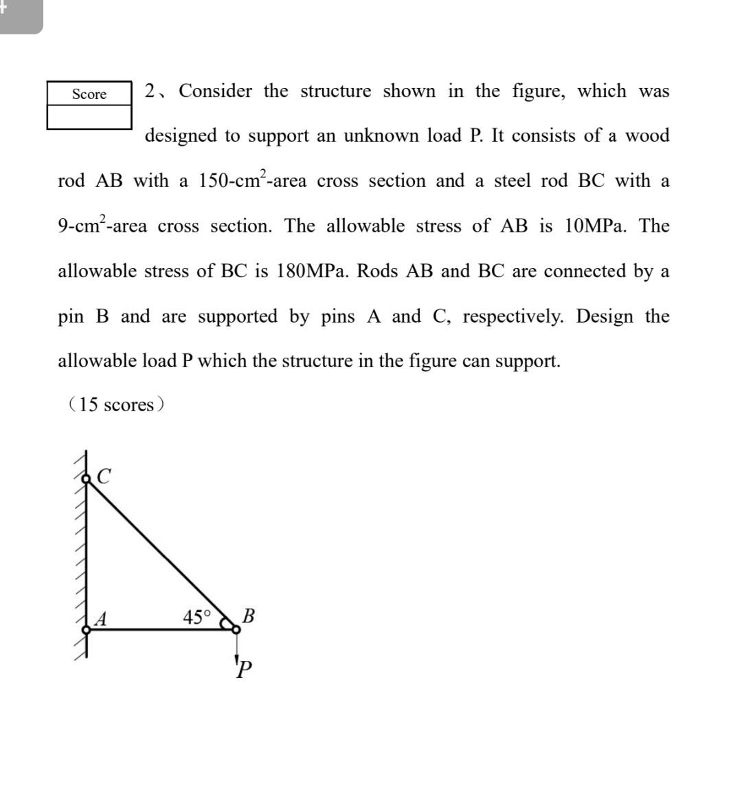 Solved 2、 Consider The Structure Shown In The Figure, Which | Chegg.com