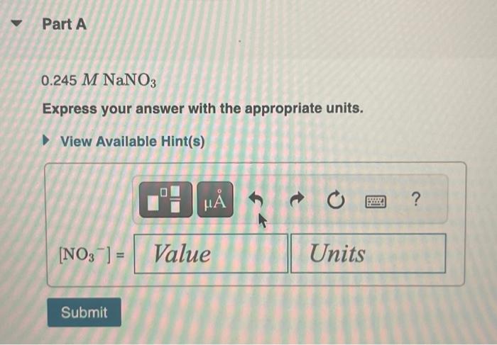 Solved What is the molarity of NO3−in each | Chegg.com