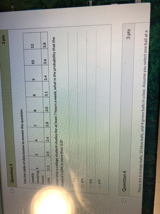 Solved 3 pts D Question 3 Use the table of data below to | Chegg.com