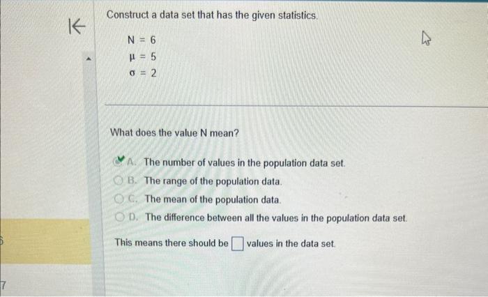 Solved Construct A Data Set That Has The Given Statistics. | Chegg.com