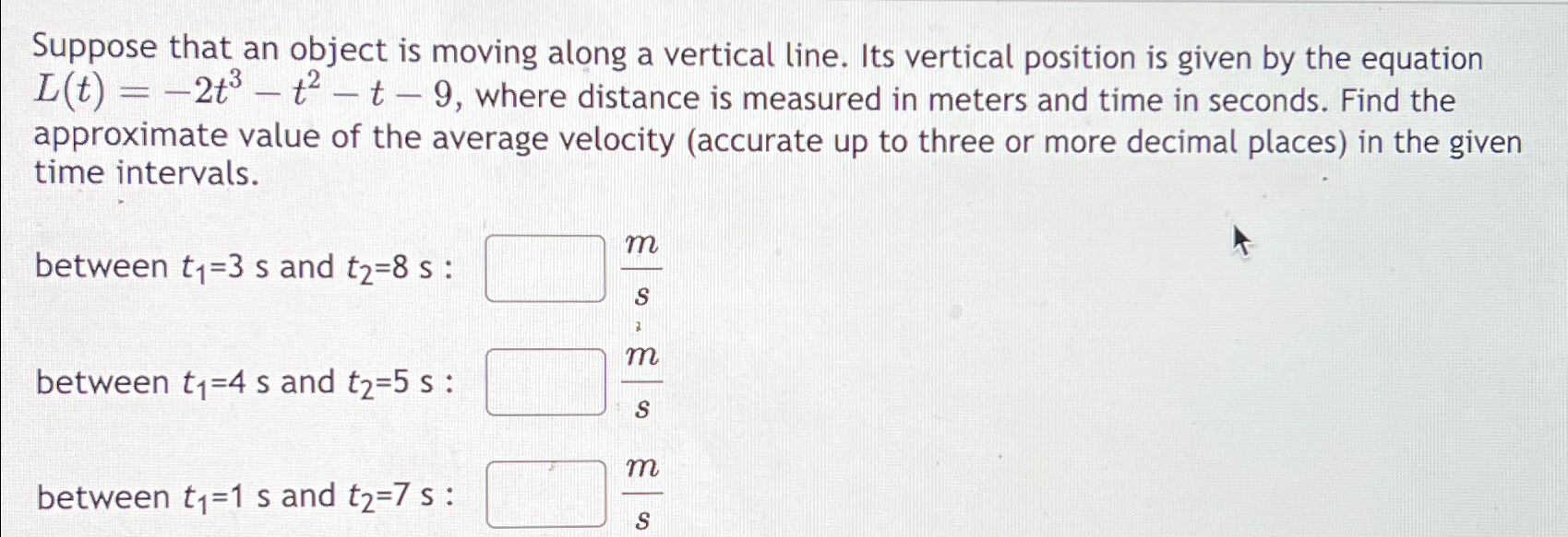 Solved Suppose that an object is moving along a vertical | Chegg.com