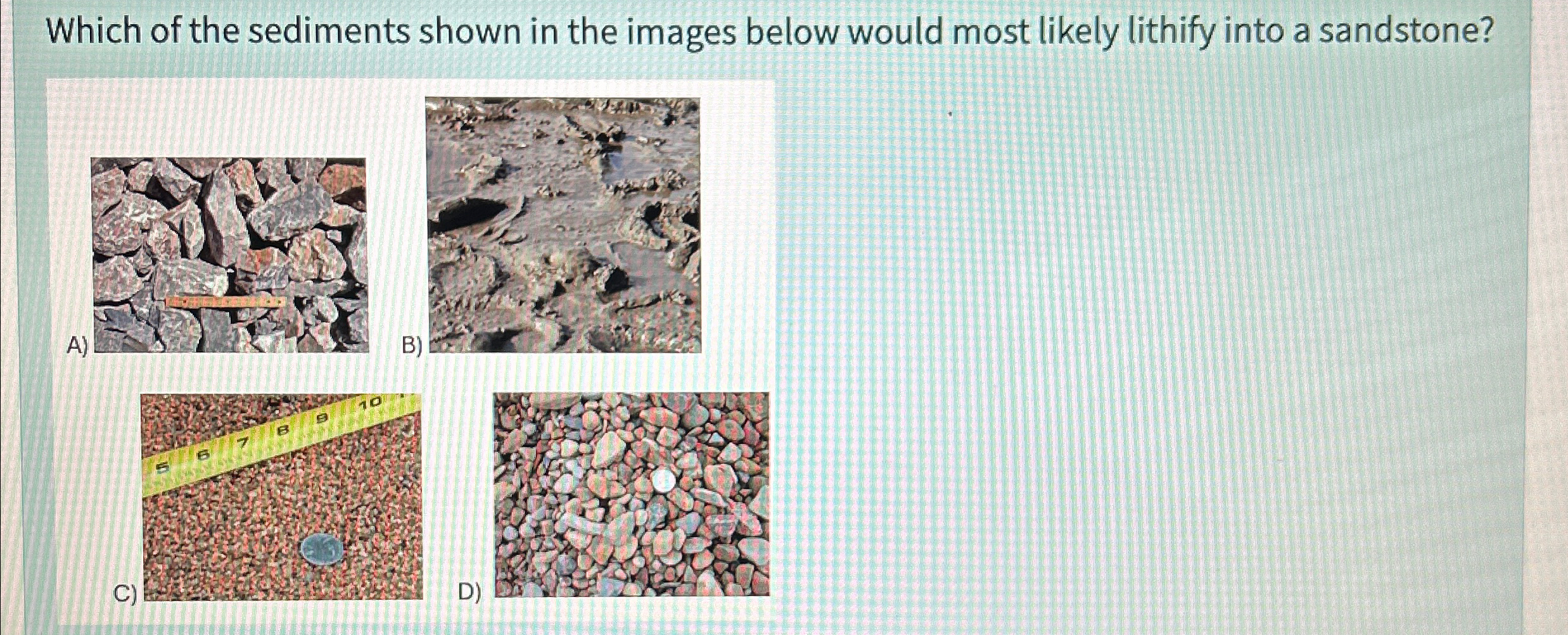 Solved Which of the sediments shown in the images below | Chegg.com