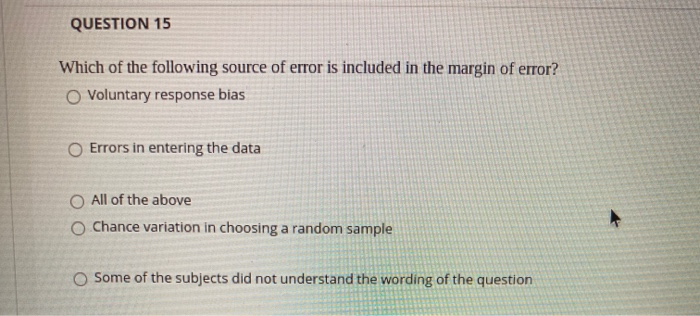 Solved QUESTION 15 Which of the following source of error is | Chegg.com