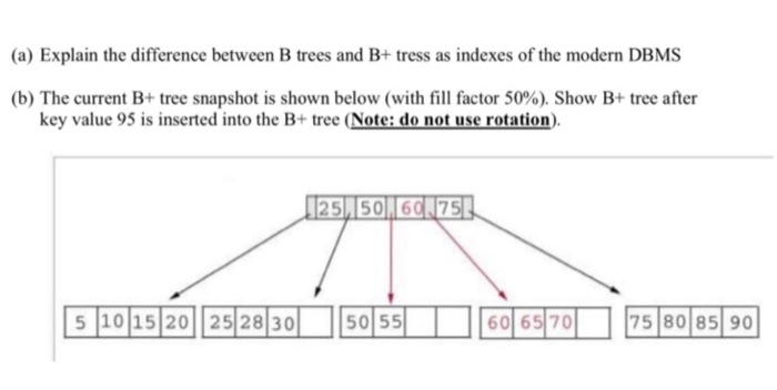 Solved (a) Explain The Difference Between B Trees And B+ | Chegg.com