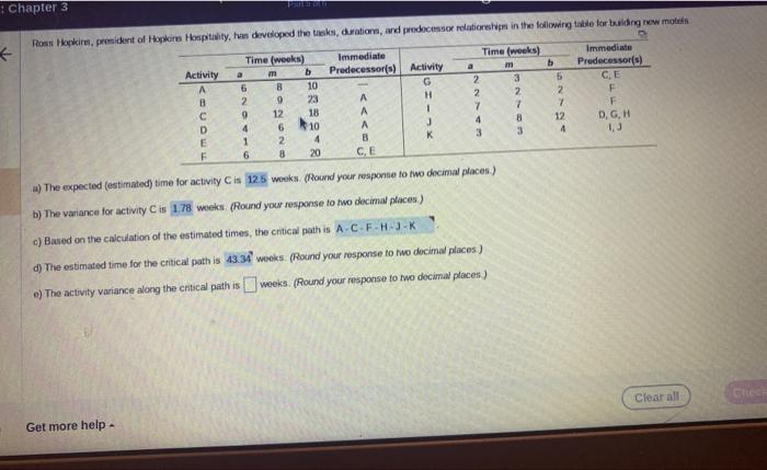 Solved a) The expectod (estimated) time for activity C is | Chegg.com