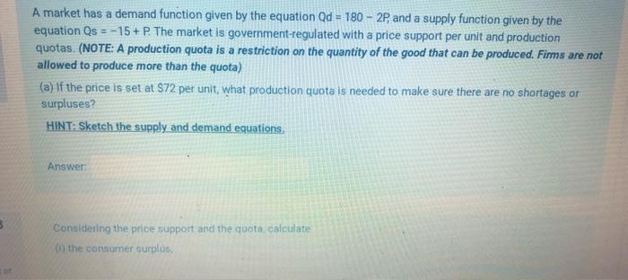 Solved A market has a demand function given by the equation | Chegg.com