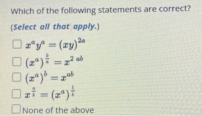 Solved Which Of The Following Statements Are Correct? | Chegg.com