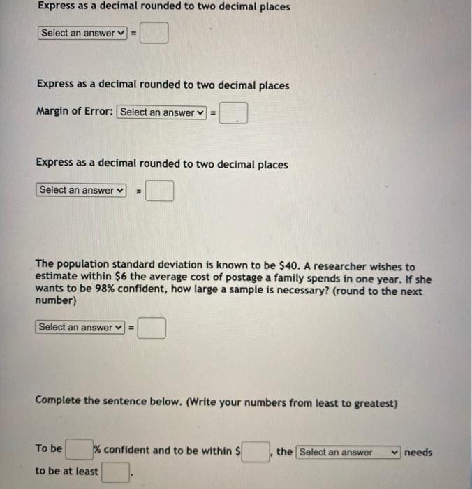 Solved The population standard deviation is known to be $40. | Chegg.com