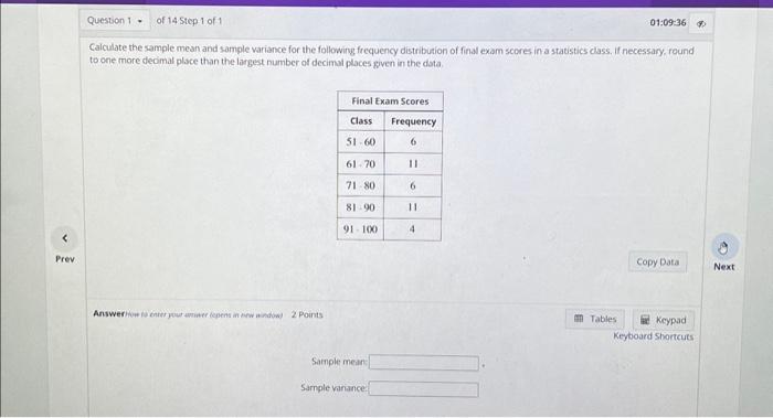 Solved Calculate the sample mean and sample variance for the | Chegg.com