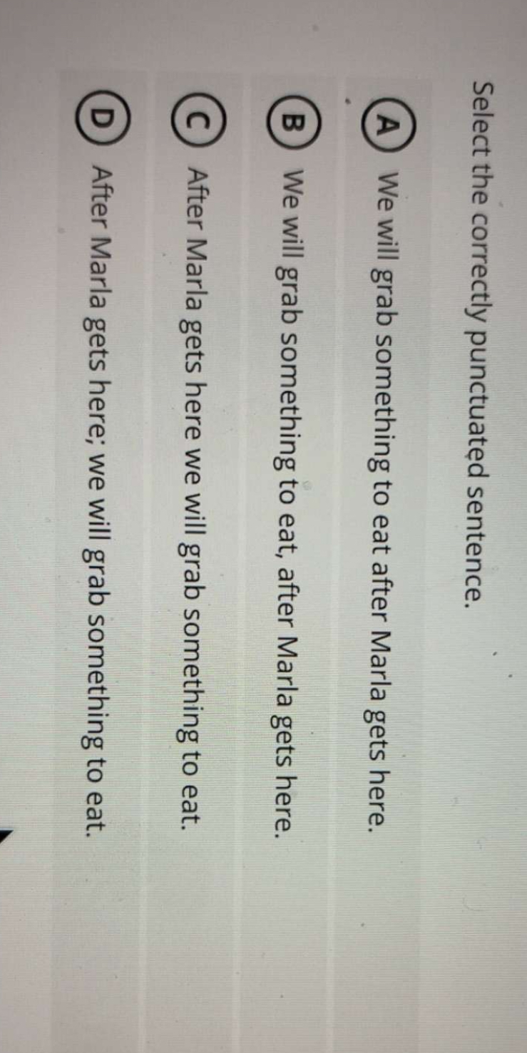 Solved Select The Correctly Punctuated Sentence.We Will Grab | Chegg.com