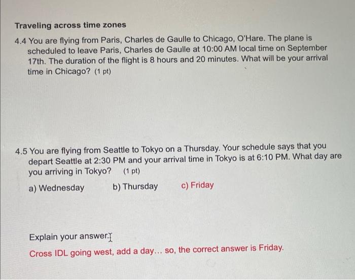 Solved Traveling across time zones 4.4 You are flying from Chegg