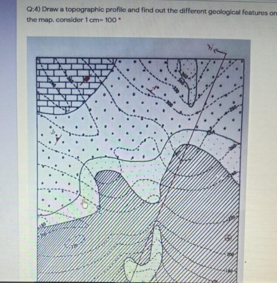 Solved Q:4) Draw a topographic profile and find out the | Chegg.com