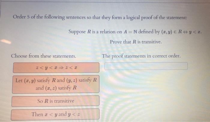 Solved Order 5 of the following sentences so that they form | Chegg.com