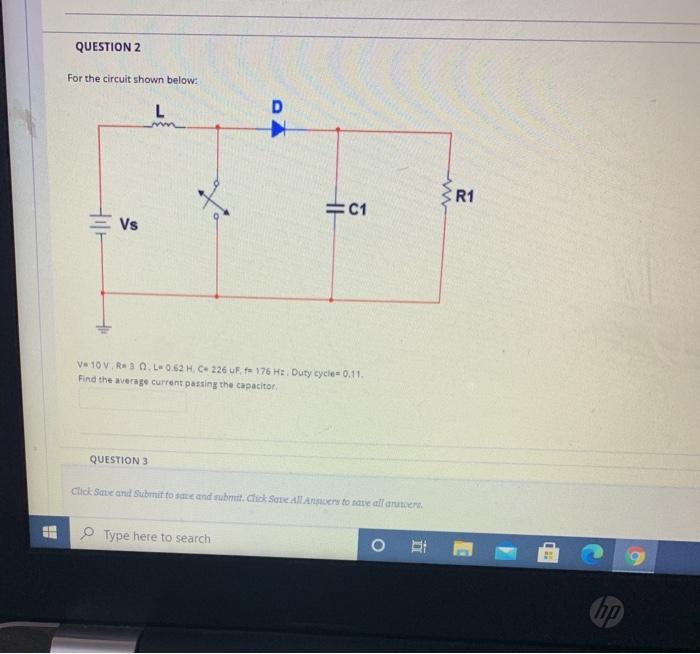 Solved QUESTION 1 For the circuit shown below. L R1 =C1 Vs | Chegg.com