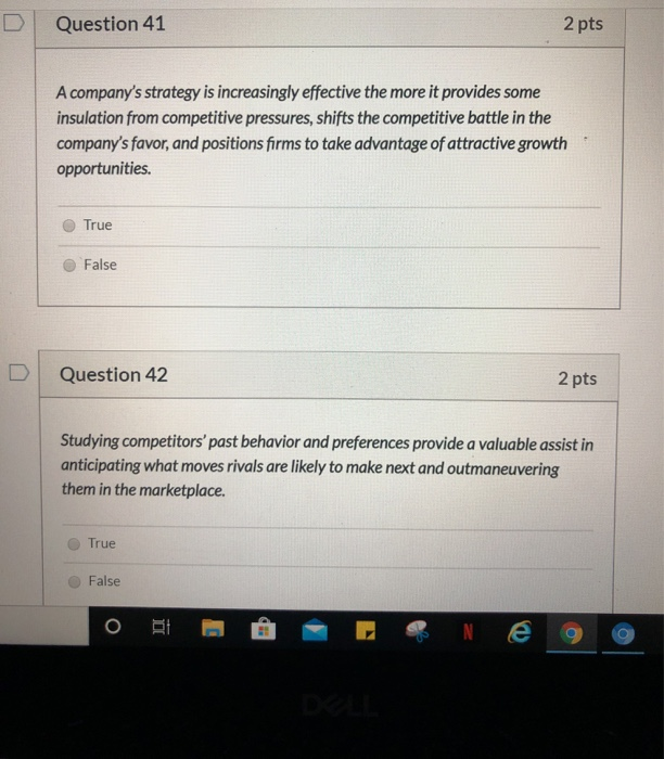 Solved Question 41 2 Pts A Company's Strategy Is | Chegg.com