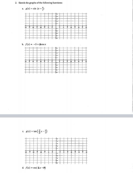 Solved 2. Sketch the graphs of the following functions: 2 | Chegg.com