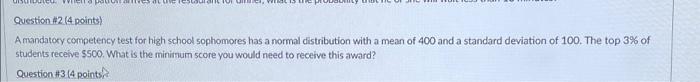 Solved Question #2 ( 4 points) A mandatory competency test | Chegg.com