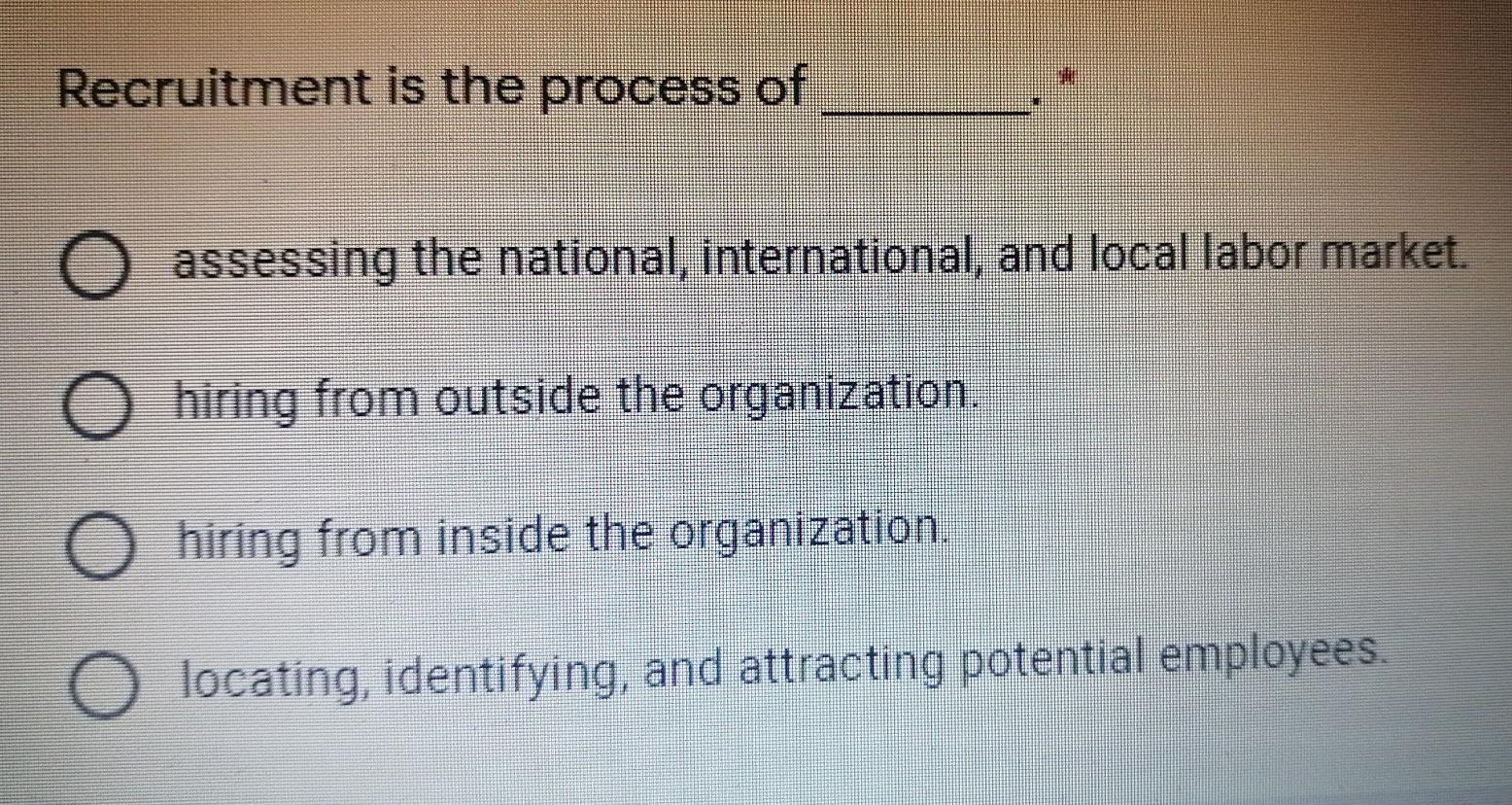 Solved Recruitment is the process of assessing the national 