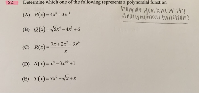 Solved 52. Determine which one of the following represents a | Chegg.com