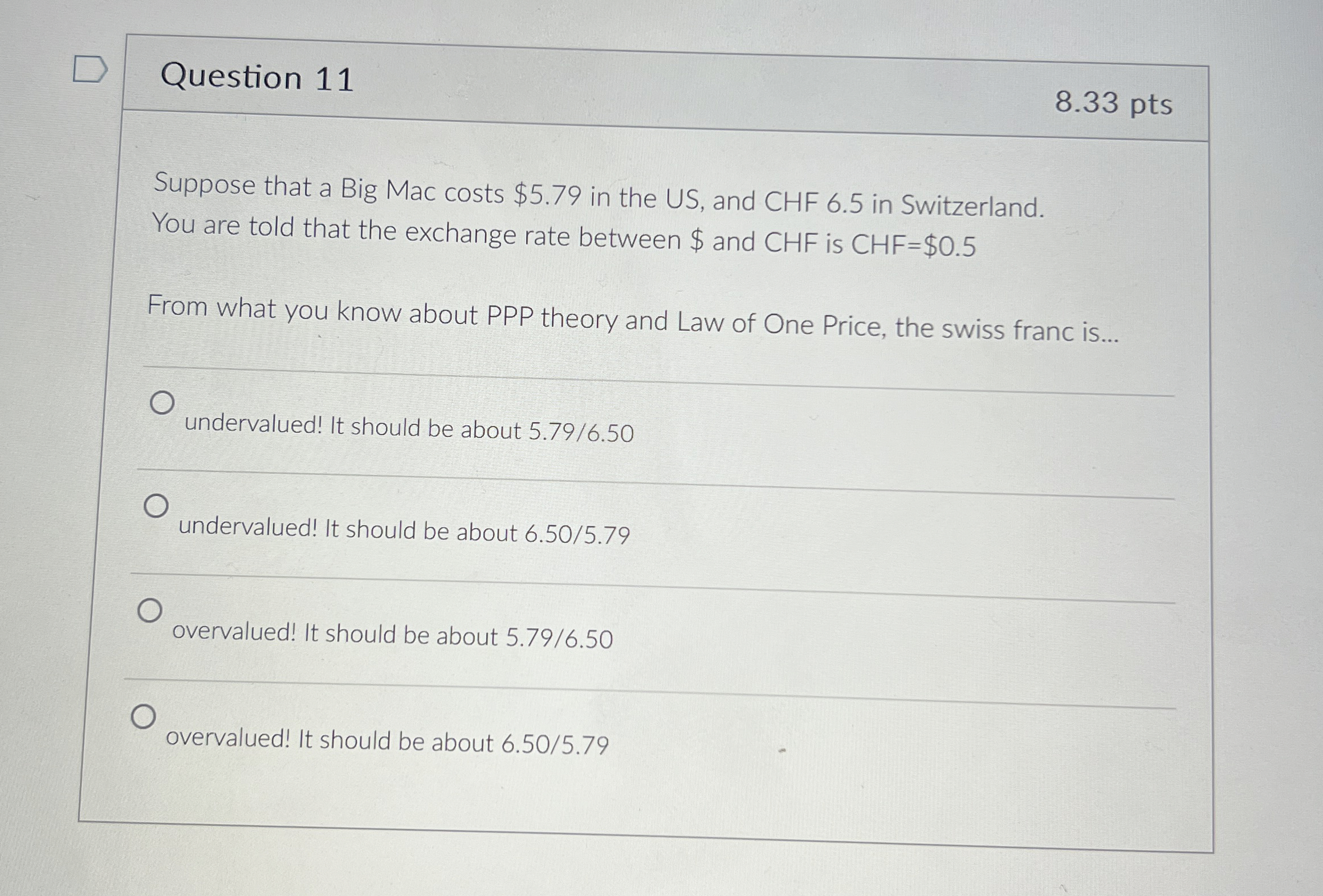 Solved Question 118.33 ﻿ptsSuppose that a Big Mac costs