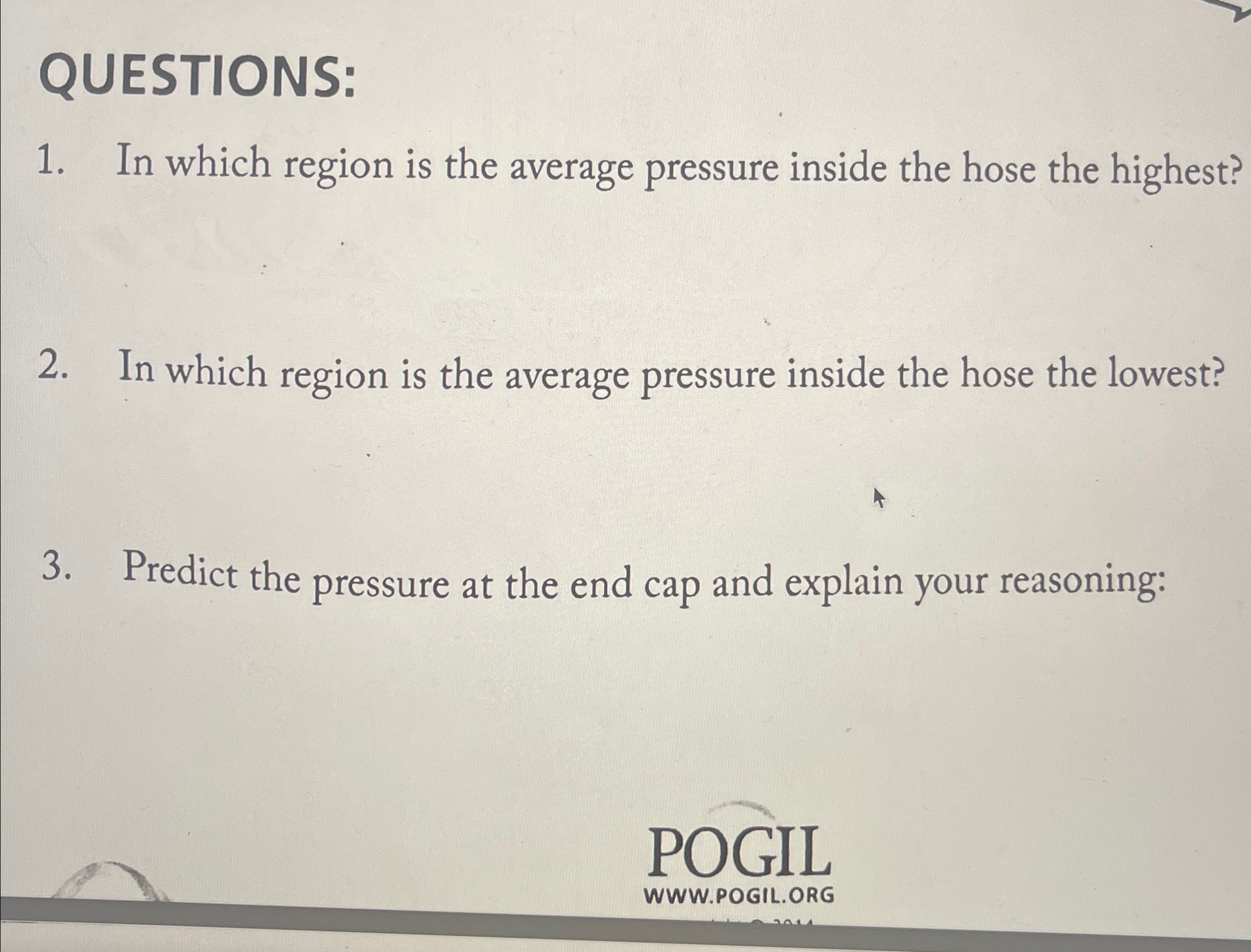 Solved QUESTIONS:In which region is the average pressure | Chegg.com
