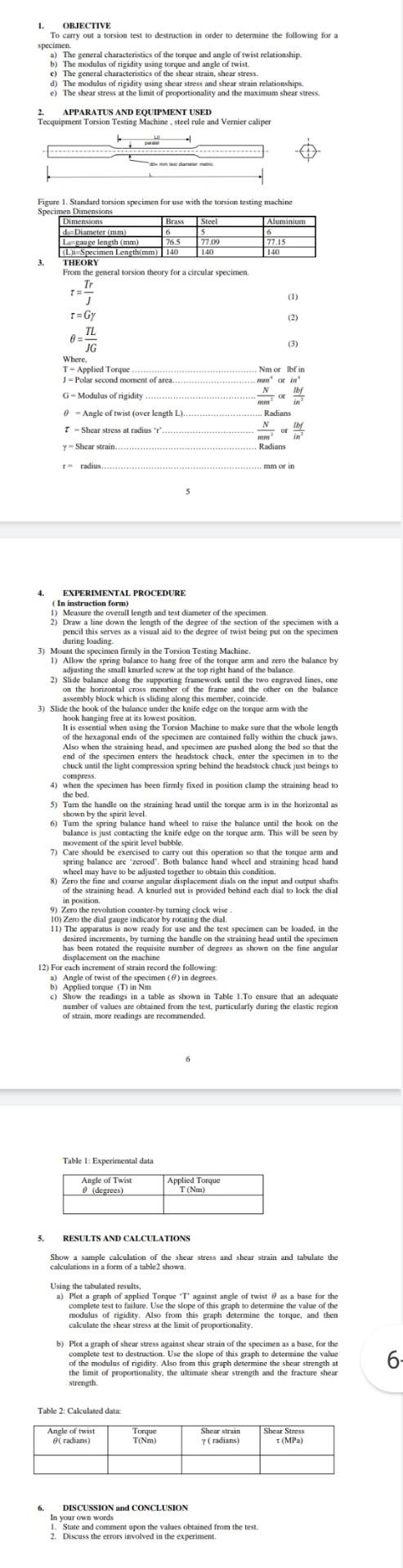 Solved MENG222 STRENGTH OF MATERIALS ((Lab)) Please I'm | Chegg.com