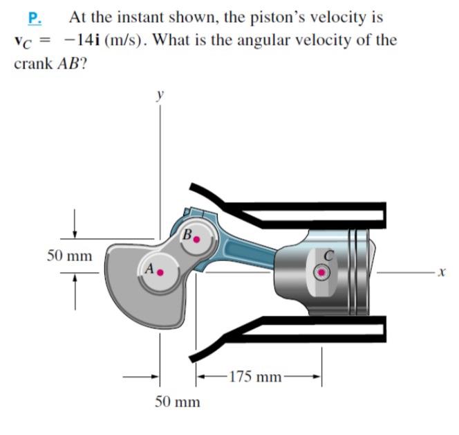 Solved P. At the instant shown, the piston's velocity is Vc