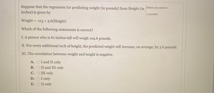 Solved Suppose that the regression for predicting weight (in | Chegg.com