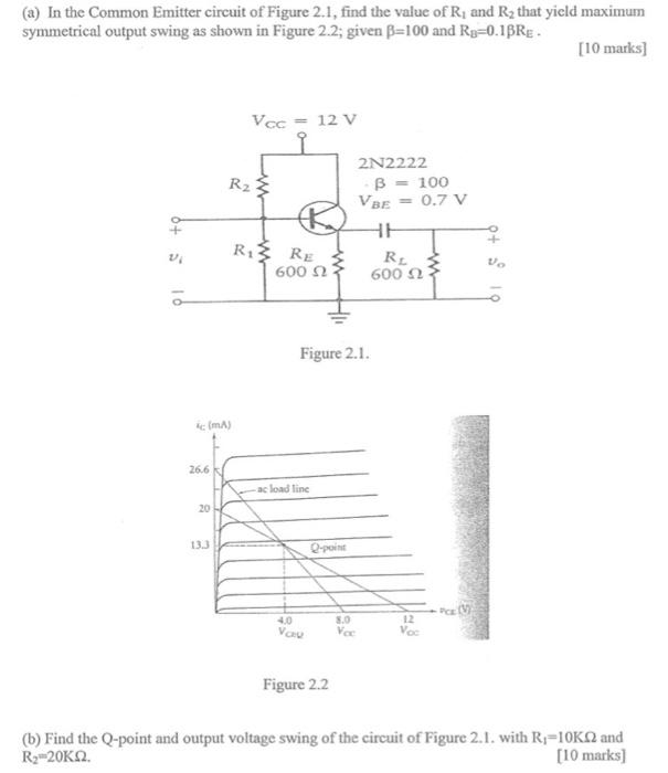 Solved (a) In the Common Emitter circuit of Figure 2.1, find | Chegg.com
