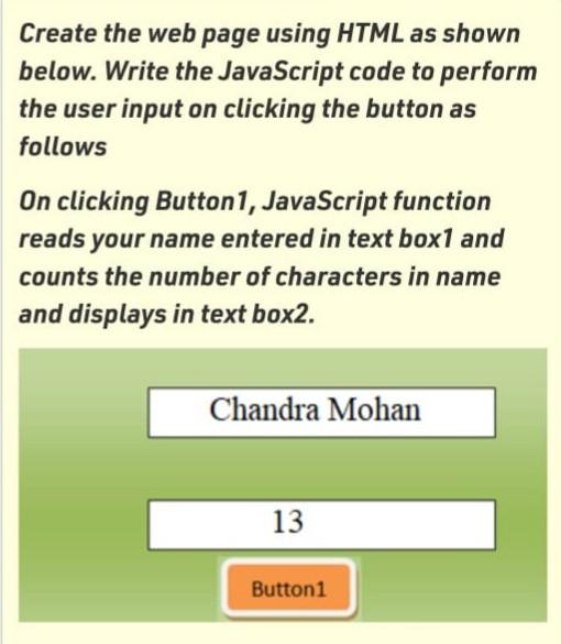 Solved Create the web page using HTML as shown below. Write | Chegg.com