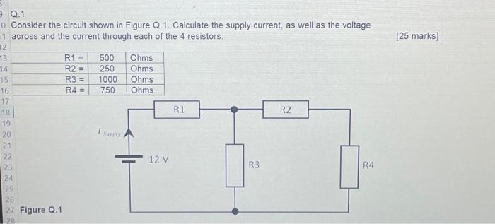 Solved 9 Q.1 0 Consider the circuit shown in Figure Q.1. | Chegg.com