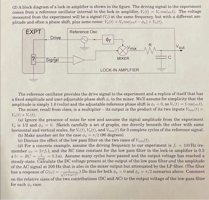 (2) A block diagram of a lock-in amplifier is shown | Chegg.com