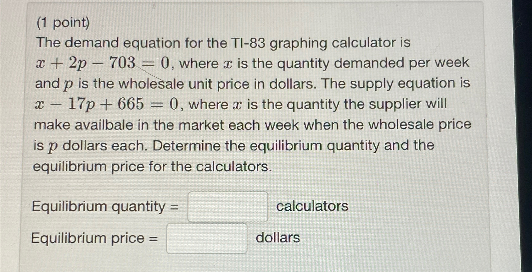 Equilibrium deals price calculator