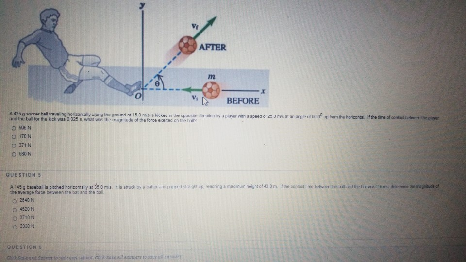 Solved VE AFTER m X BEFORE A 425 g soccer ball traveling