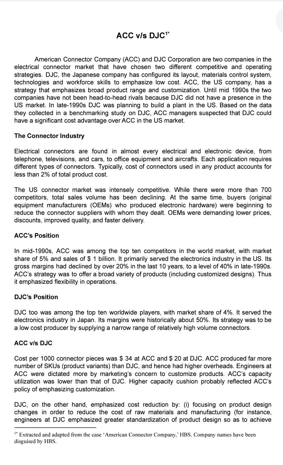 Solved ACC vls DJC1* American Connector Company (ACC) and