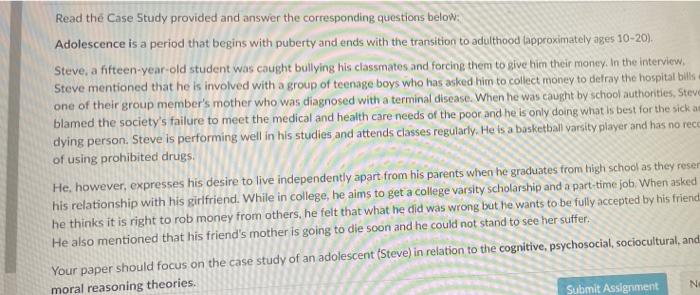 Solved Read the Case Study provided and answer the | Chegg.com