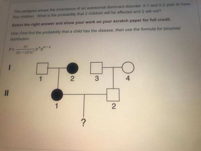 Solved This Pedigree Shows The Inheritance Of An Autosomal | Chegg.com