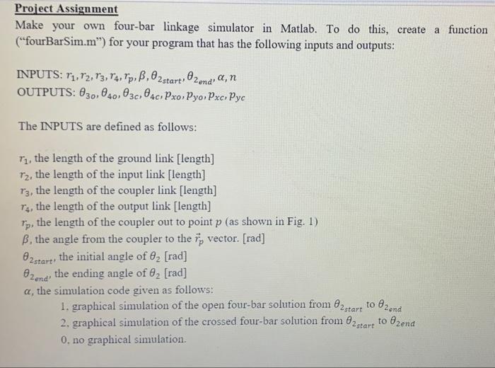 Solved Project Assignment Make your own fourbar linkage