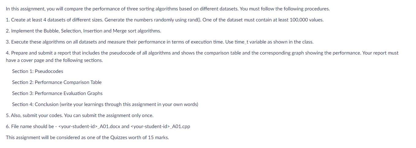 In this assignment, you will compare the performance | Chegg.com