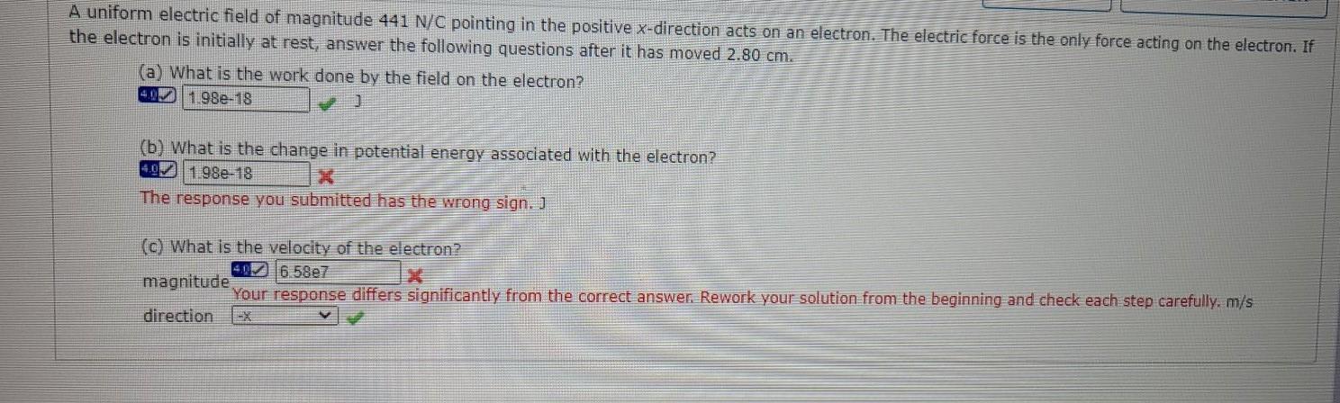 Solved A uniform electric field of magnitude 441 N/C | Chegg.com