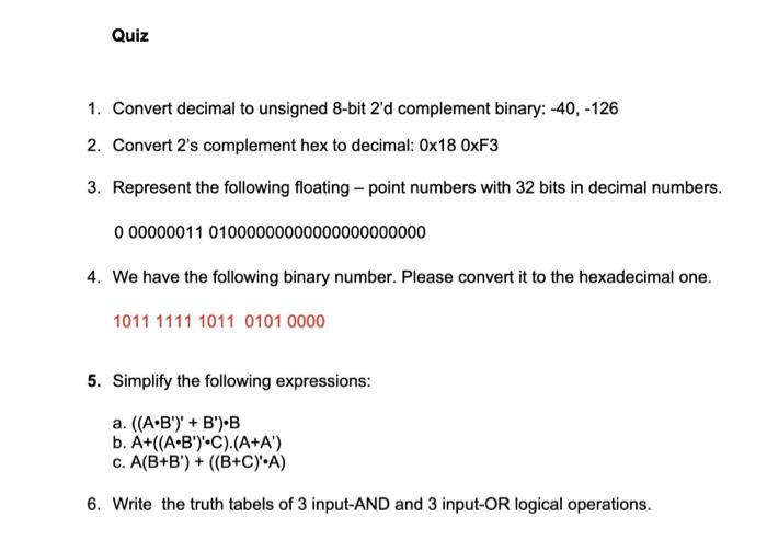 convert the decimal number 40 to 8 bit 2's complement format