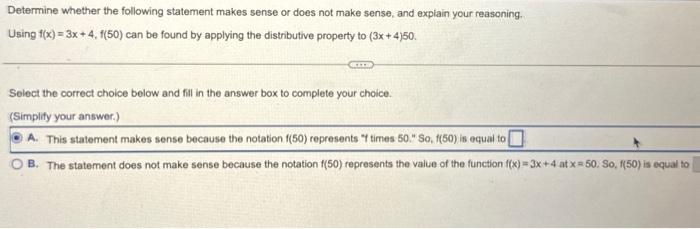 Solved Determine whether the following statement makes sense | Chegg.com