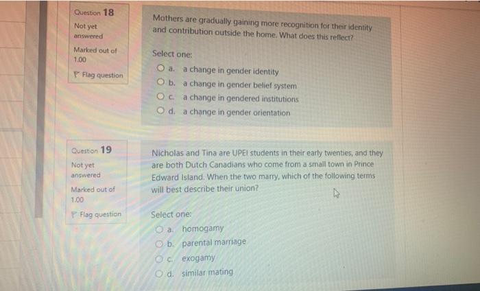 Solved Question 18 Mothers are gradually gaining more | Chegg.com