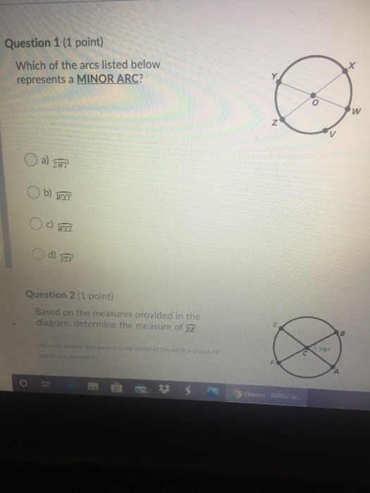 Solved Question 1 1 Point Which Of The Arcs Listed Below Chegg Com