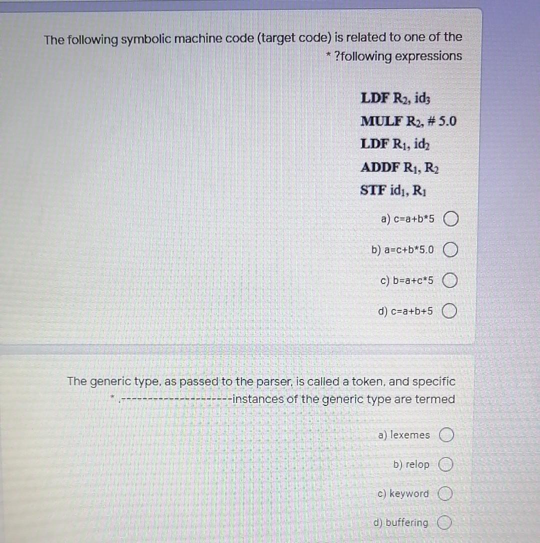 Solved The following symbolic machine code (target code) is | Chegg.com